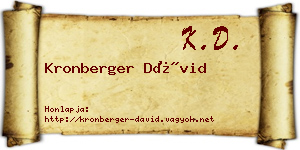 Kronberger Dávid névjegykártya